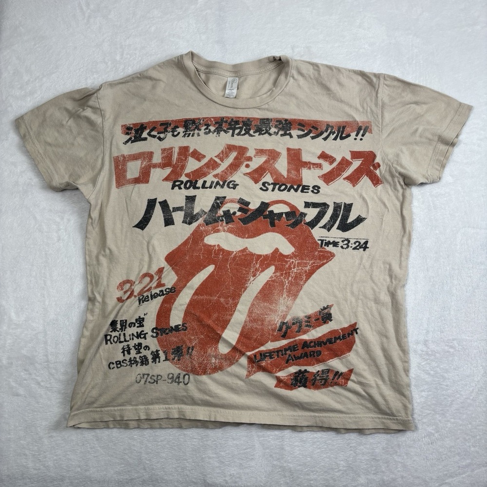 2008 Rolling Stones Lifetime Achivement Award Beige SS Graphic Shirt Men's‎ XL
